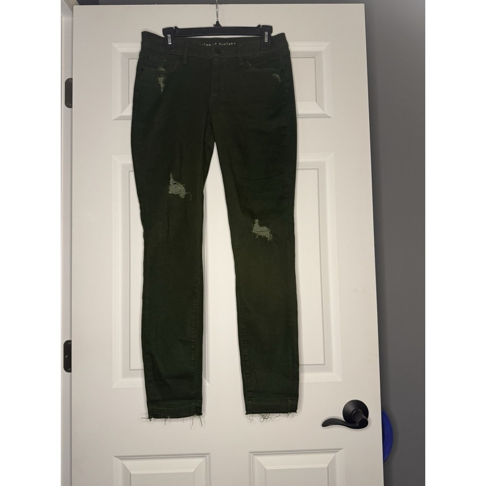 Articles Of Society Skinny Raw Hem Denim Jeans Green Distressed 28